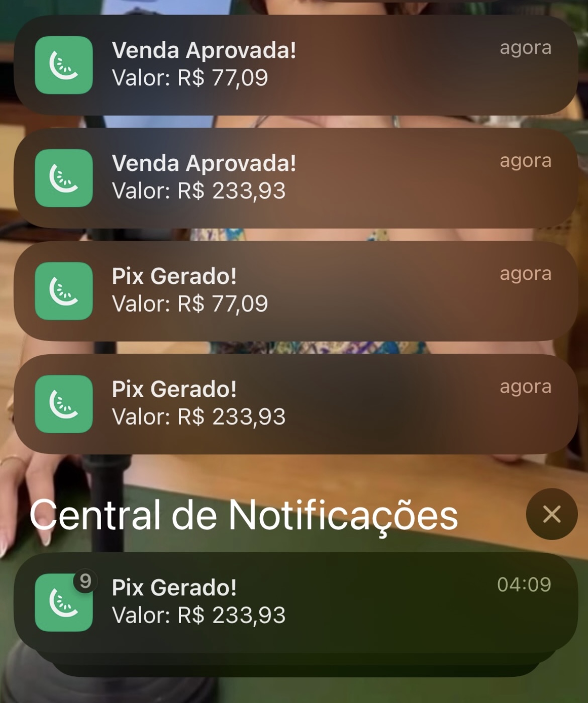 Notificação de venda aprovada